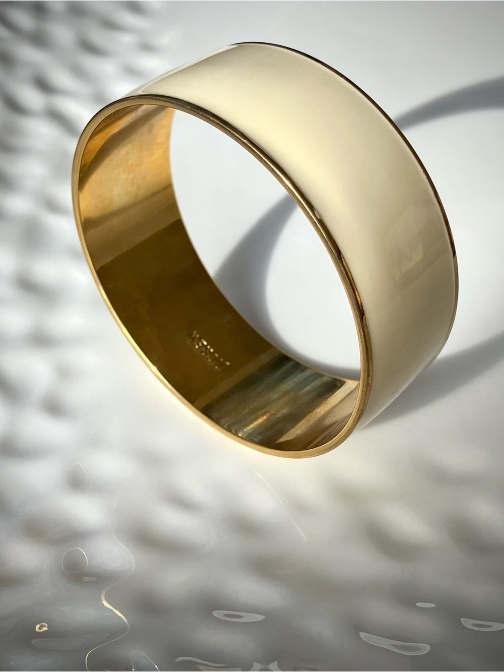 J. Crew Cream Enamel and Gold-Tone Wide Bangle
